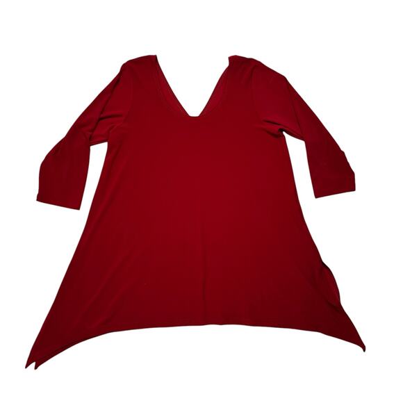SYMPLI Reversible Handkerchief Hem 3/4 Sleeve Top in Ruby Red Size 12 Womens - Picture 4 of 9